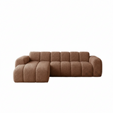 Ecksofa mit Lounge-Stoff aus weichem braunem Bouclé – Streifen – rechts – Brix