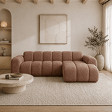 Ecksofa mit Lounge-Stoff aus weichem braunem Bouclé – Streifen – rechts – Brix