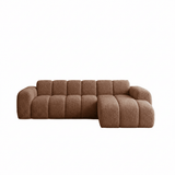 Ecksofa mit Lounge-Stoff aus weichem braunem Bouclé – Streifen – rechts – Brix