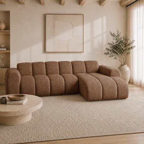 Ecksofa mit Lounge-Kupfer-Samt-Strukturstoff – Streifen – rechts – Brix