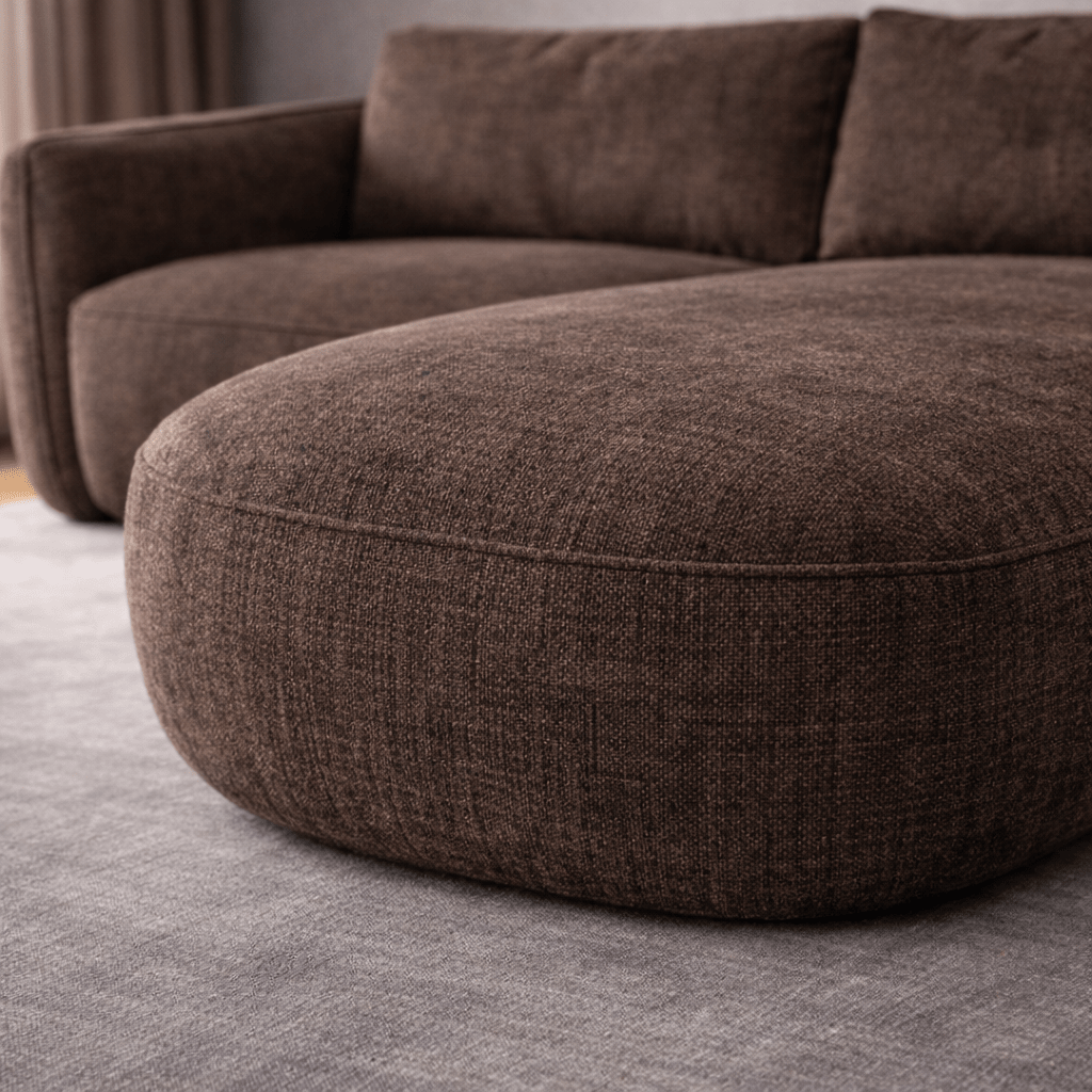 Ecksofa Chaiselongue mokka braun Strukturstoff Dwayne – rechts