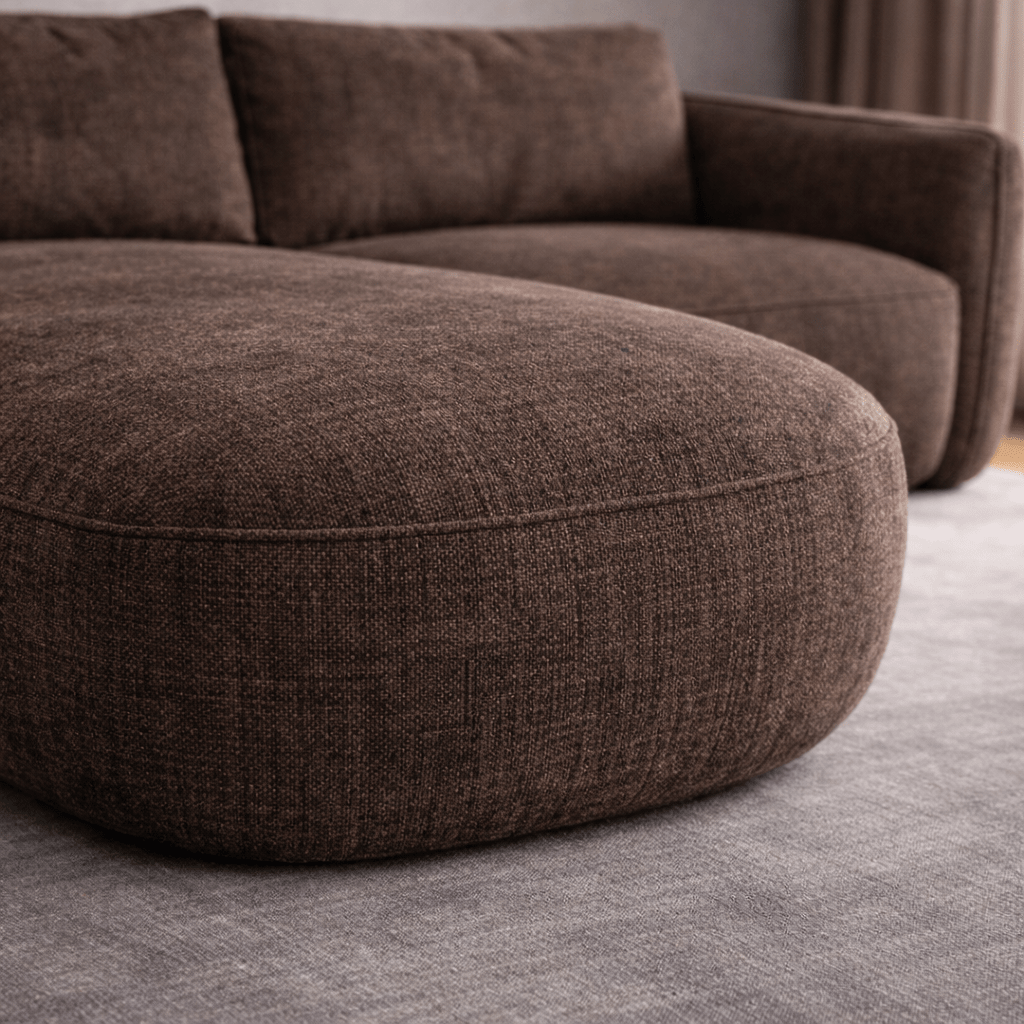 Ecksofa Chaiselongue mokka braun Strukturstoff Dwayne – links