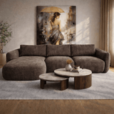 Ecksofa Chaiselongue mokka braun Strukturstoff Dwayne – links