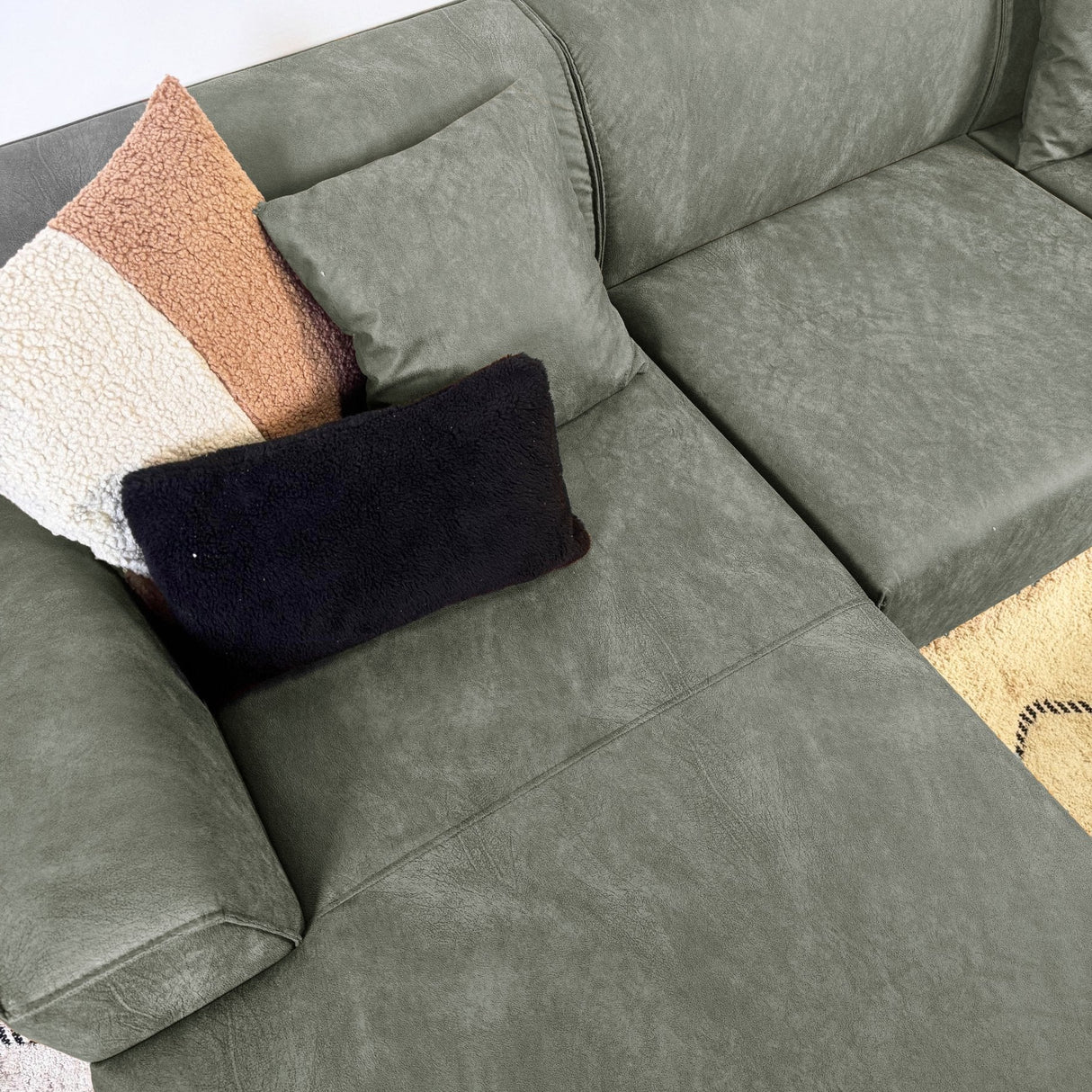 Ecksofa Davidson Mikrofaser Grün mit kompakter Lounge - Links 