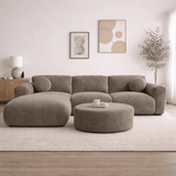 Ecksofa mit taupefarbenem Chenille-Bezug, Modell Shane - links