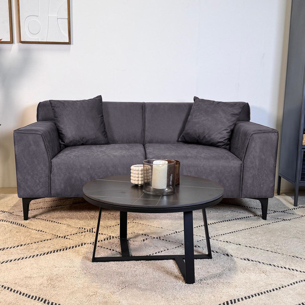 2,5-sitzige Couch anthrazit Mikrofaserstoff Davidson 
