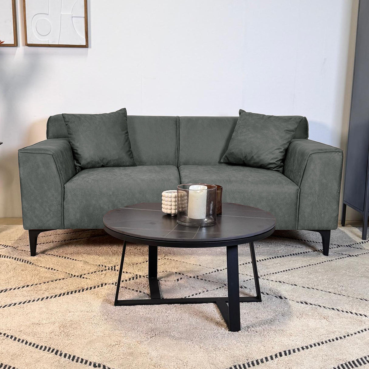 2,5-Sitzer Sofa Davidson Grün Mikrofaser Stoff 