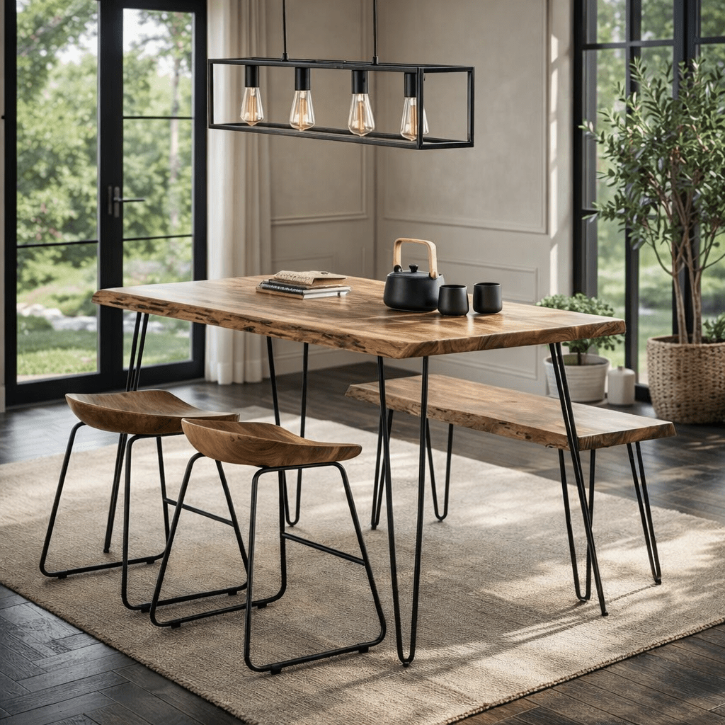 Industrieller Esstisch Novi Akazienholz 130x70