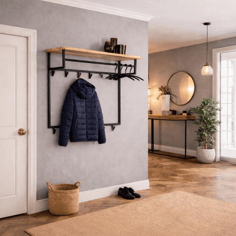 Industriemantel Rack Teun 12 Haken Acaciahout