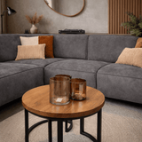Industrielles Ecksofa aus anthrazitfarbenem Öko-Leder Brisbane – links