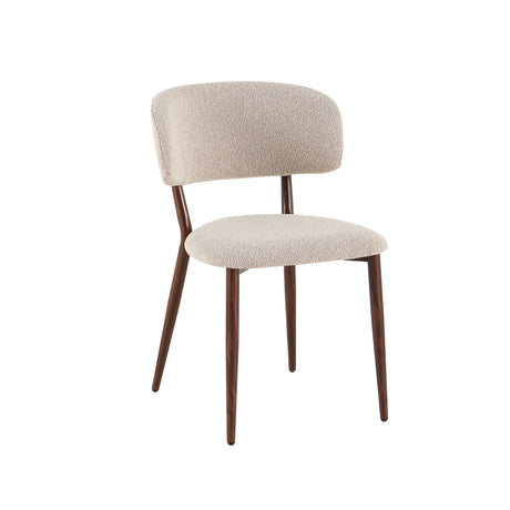 Japandi Esszimmerstuhl Yura Beige – Rahmen in Walnussoptik