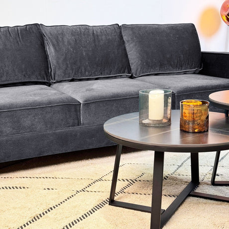 3-Sitzer Sofa Kale Velvet Anthrazit - komfortable lose Kissen 