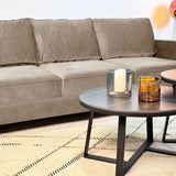 3-Sitzer Sofa Kale Velvet Crème - bequeme lose Kissen 