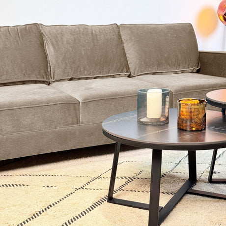 3-Sitzer Sofa Kale Velvet Crème - bequeme lose Kissen 