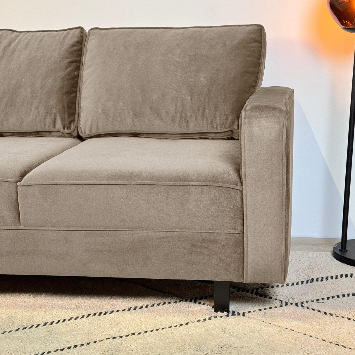 3-Sitzer Sofa Kale Velvet Crème - bequeme lose Kissen 