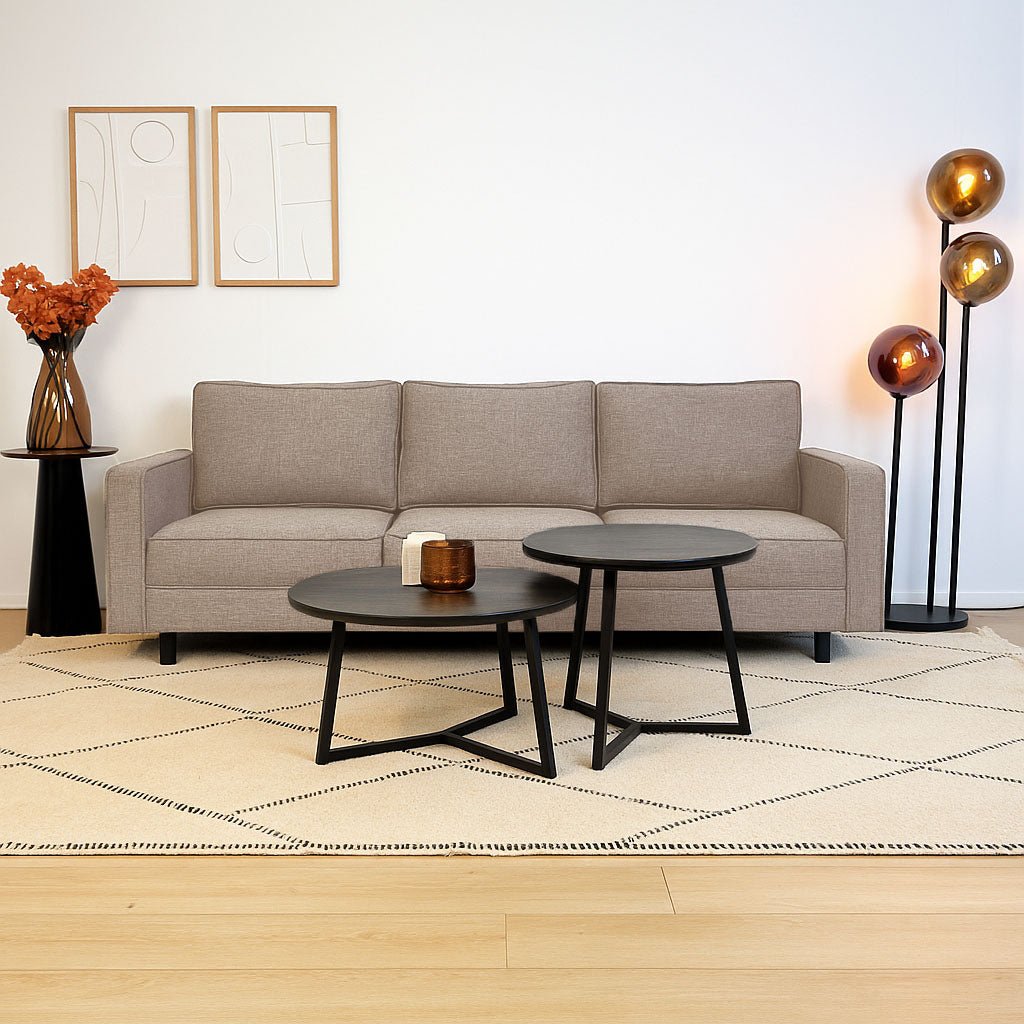 3-Sitzer Sofa Kale Leinenstoff Taupe - bequeme Kissen 