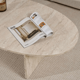 Salontafels - Kiezelvormige salontafel Travertin Japandi - 120 x 60 cm - Baro - Dimehouse