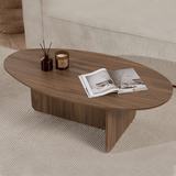 Kieselförmiger Couchtisch Walnuss Japandi – 120 x 60 cm – Baro