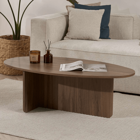 Kieselsteinförmiger Couchtisch Walnuss – 120 x 60 cm – Baro