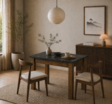 Kleiner Esstisch Walnuss mit schwarzem Melamin – 110 cm – mit Stauraum – Kara