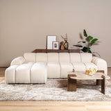 Banken-Ecksofa mit Loungebeige Bouclé Stoff - Streifen - links - Brix -Dimehouse