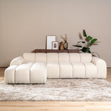 Banken-Ecksofa mit Loungebeige Bouclé Stoff - Streifen - links - Brix -Dimehouse