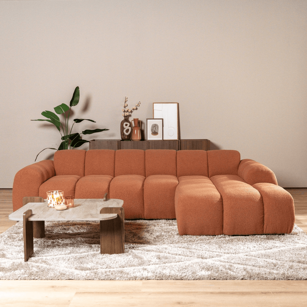 Banken-Ecksofa mit Lounge-Käufer Bouclé Stoff - Streifen - rechts - Brix -Dimehouse