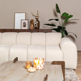 Banken-Ecksofa mit Loungebeige Bouclé Stoff - Streifen - links - Brix -Dimehouse