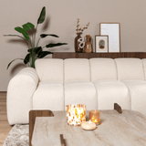 Banken-Ecksofa mit Loungebeige Bouclé Stoff - Streifen - rechts - Brix -Dimehouse