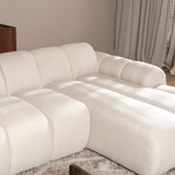 Banken-Ecksofa mit Loungebeige Bouclé Stoff - Streifen - rechts - Brix -Dimehouse