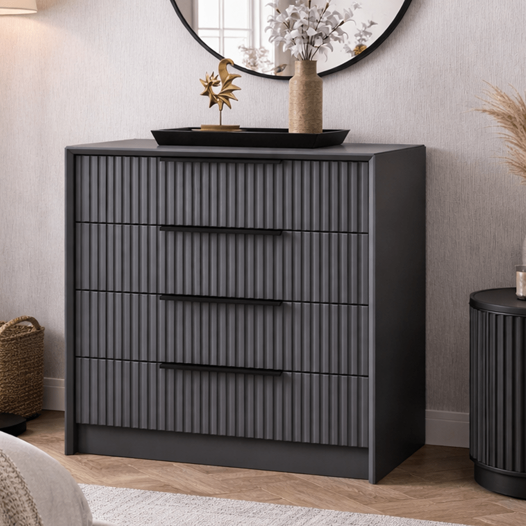 Truhe der Schubladen nackte Luxus -Anthrazit -Melamin 70x77x45 cm