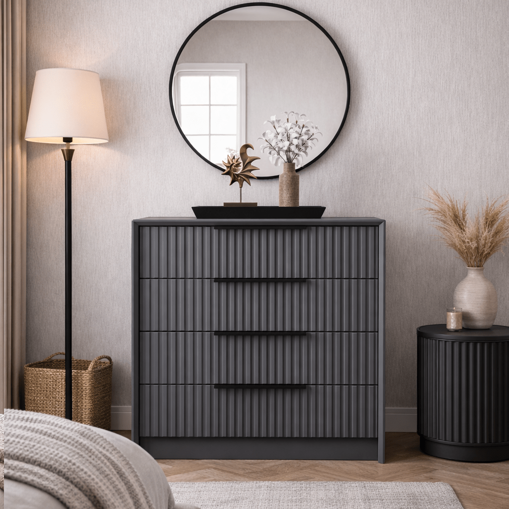 Truhe der Schubladen nackte Luxus -Anthrazit -Melamin 70x77x45 cm