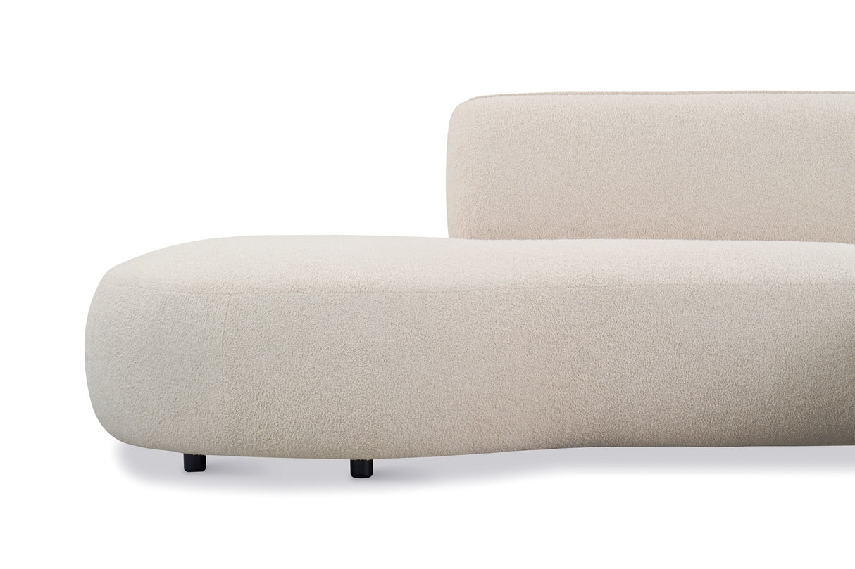 Ecksofa Sophie aus Bouclé in Crème komplett organische Form - Rechts