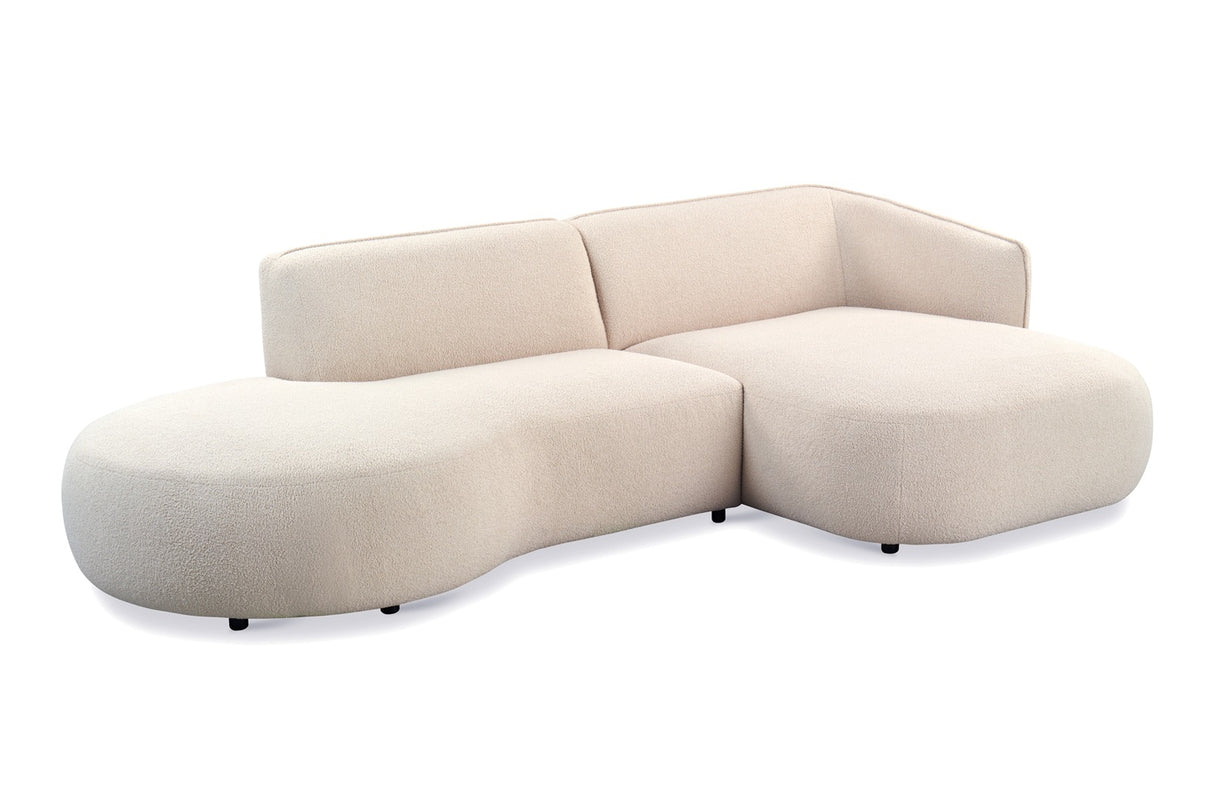 Ecksofa Sophie aus Bouclé in Crème komplett organische Form - Rechts