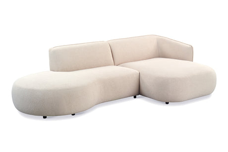 Ecksofa Sophie Rechts Bouclé Beige - Chaiselongue + Ottomane