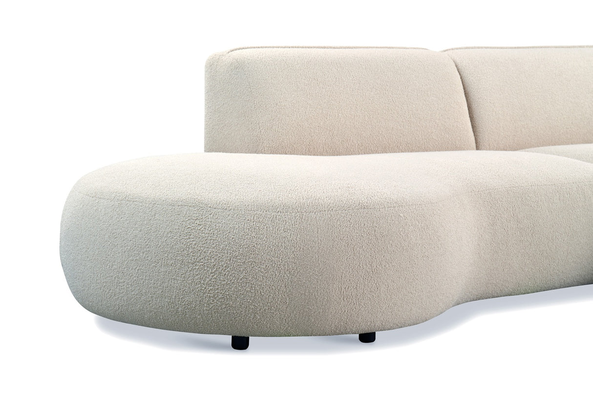 Ecksofa Sophie aus Bouclé in Crème komplett organische Form - Rechts