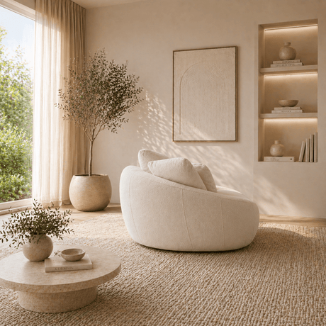 Loveseat 2-Sitzer-Sofa aus cremefarbenem Bouclé – Bio 155 cm – Midye