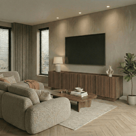 TV-Möbel aus Walnuss-Melamin, Lowen, 180 cm