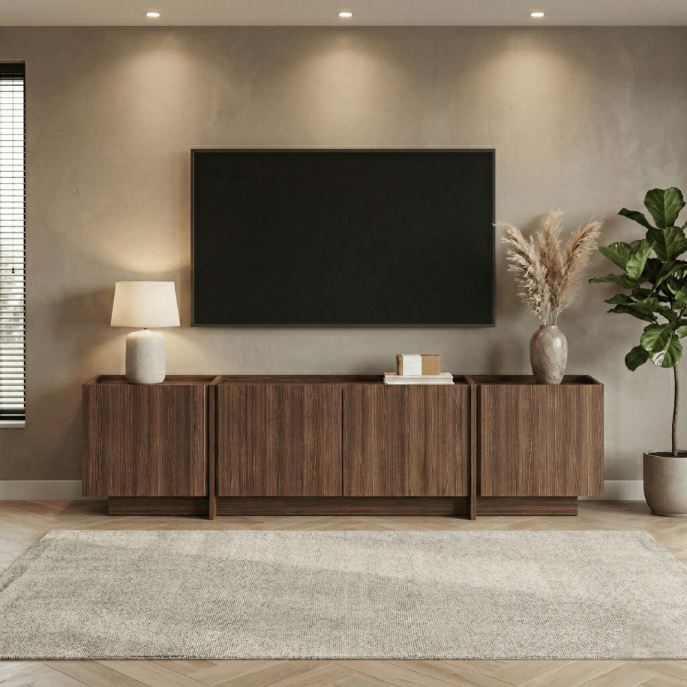 TV-Möbel aus Walnuss-Melamin, Lowen, 180 cm