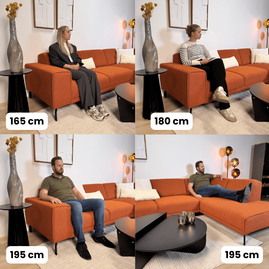 Ecksofa Maël Bouclé-Stoff terrakottafarben – links
