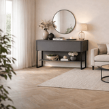 Modernes Sideboard Anthrazit Luxus 120x80x30 - Schwarzes Gestell - Ein Fach 