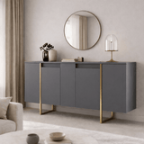 Modernes Sideboard Anthrazit Luxus 160x80x35 - Goldenes Gestell 