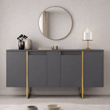 Modernes Sideboard Anthrazit Luxus 160x80x35 - Goldenes Gestell 