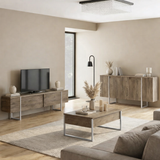 Moderne Kommode Walnuss Luxus 160x80x35 - Silberner Rahmen