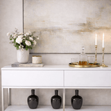 Moderne Kommode White Lord 150x30x80 - Silberner Rahmen - Zwei Fächer