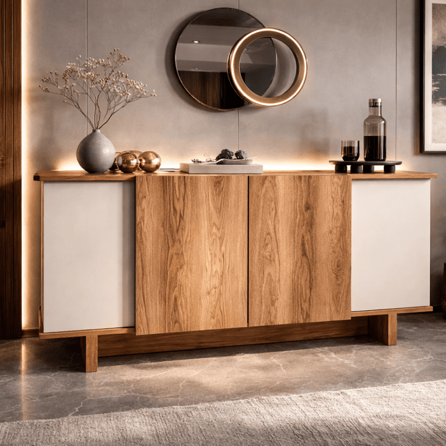 Diana Sideboard 180 cm in Sand und Walnuss – Dimehouse