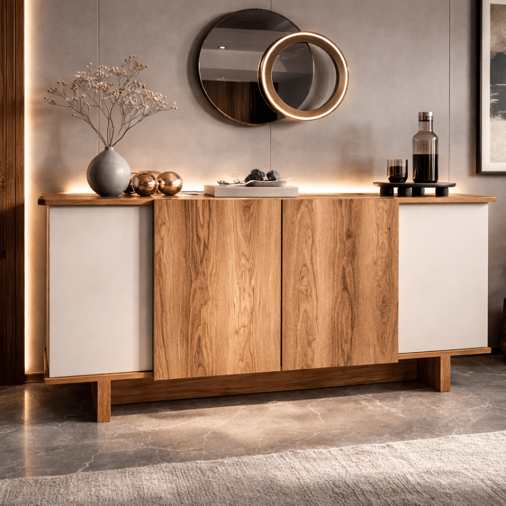 Modern Sideboard Sand-Walnuss-Optik Melamin Diana 180 cm