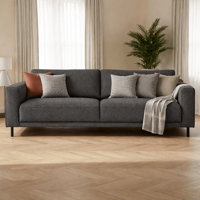 Banken - Moderne 3 - zits Bank Antraciet Stof Aniko 213x90x78 cm - Dimehouse
