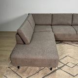 Modernes 3-Sitzer Ecksofa Links Taupe Stoff Aniko mit Liege 240x197x78 cm