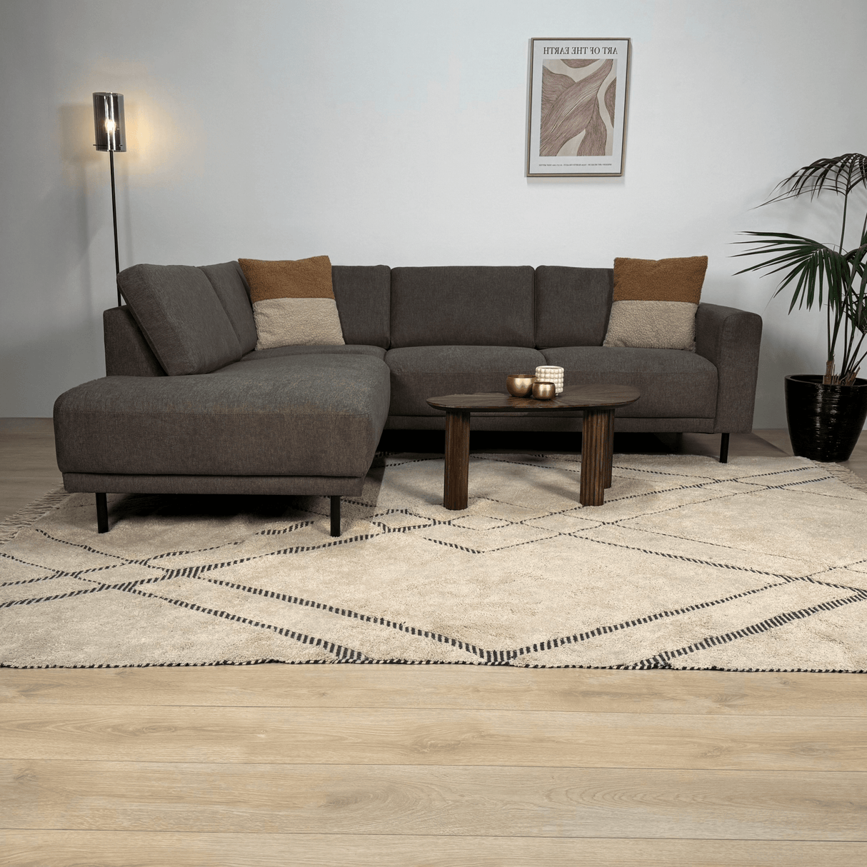 Modernes 3-Sitzer Ecksofa links anthrazit Stoff Aniko mit Liege 240x197x78 cm